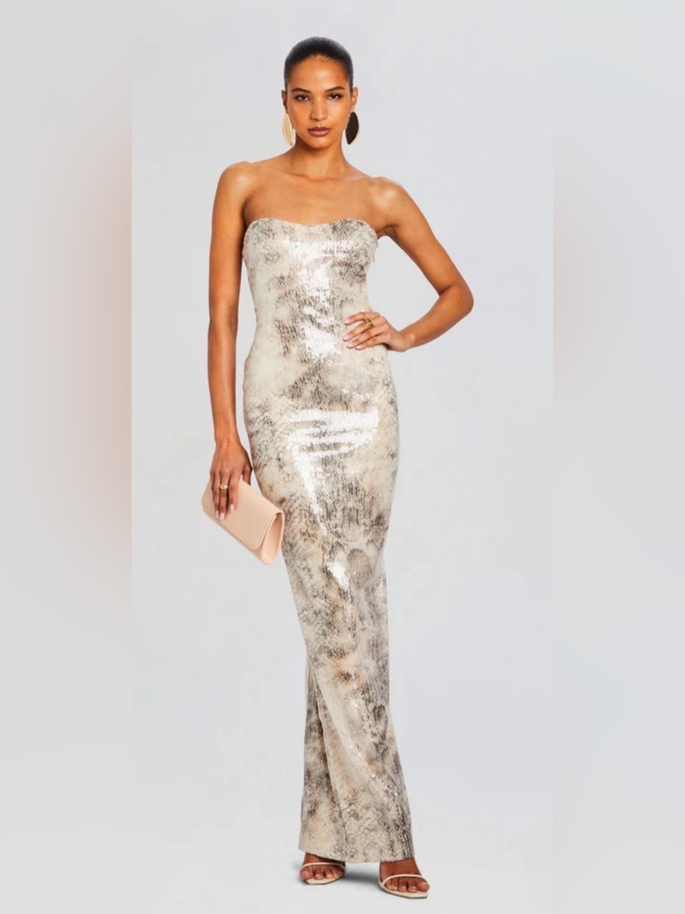 Retrofete Winslow Sequin Maxi dress in vintage snake